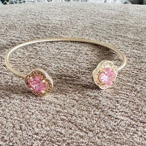 Pink Sapphire Color Stone Clover Cuff